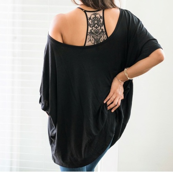 Black Tattoo Mesh Lace Back Racerback Bralette - Picture 4 of 4